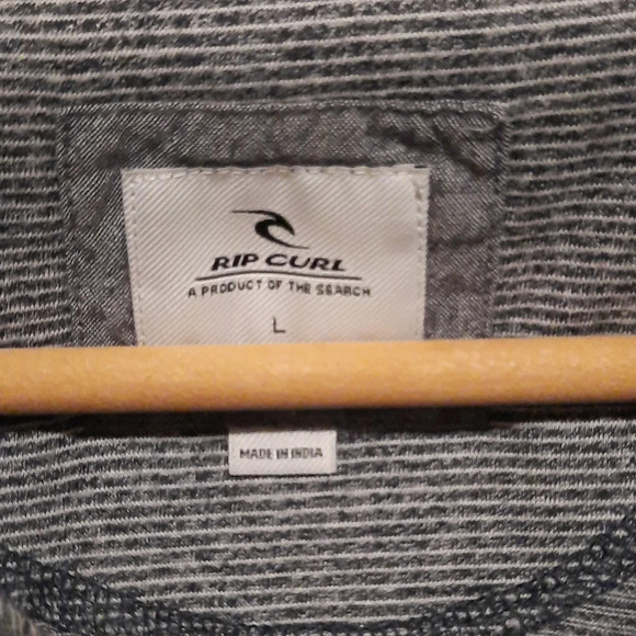 Rip Curl Polo Shirt With Pocket Striped Black and White Size Large - Picture 3 of 5